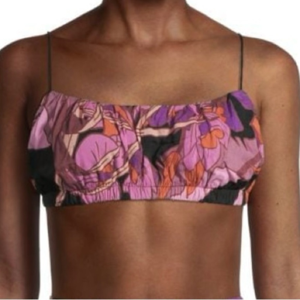 Aurum: black multi color floral bra top size 6